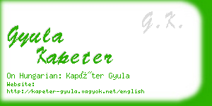 gyula kapeter business card